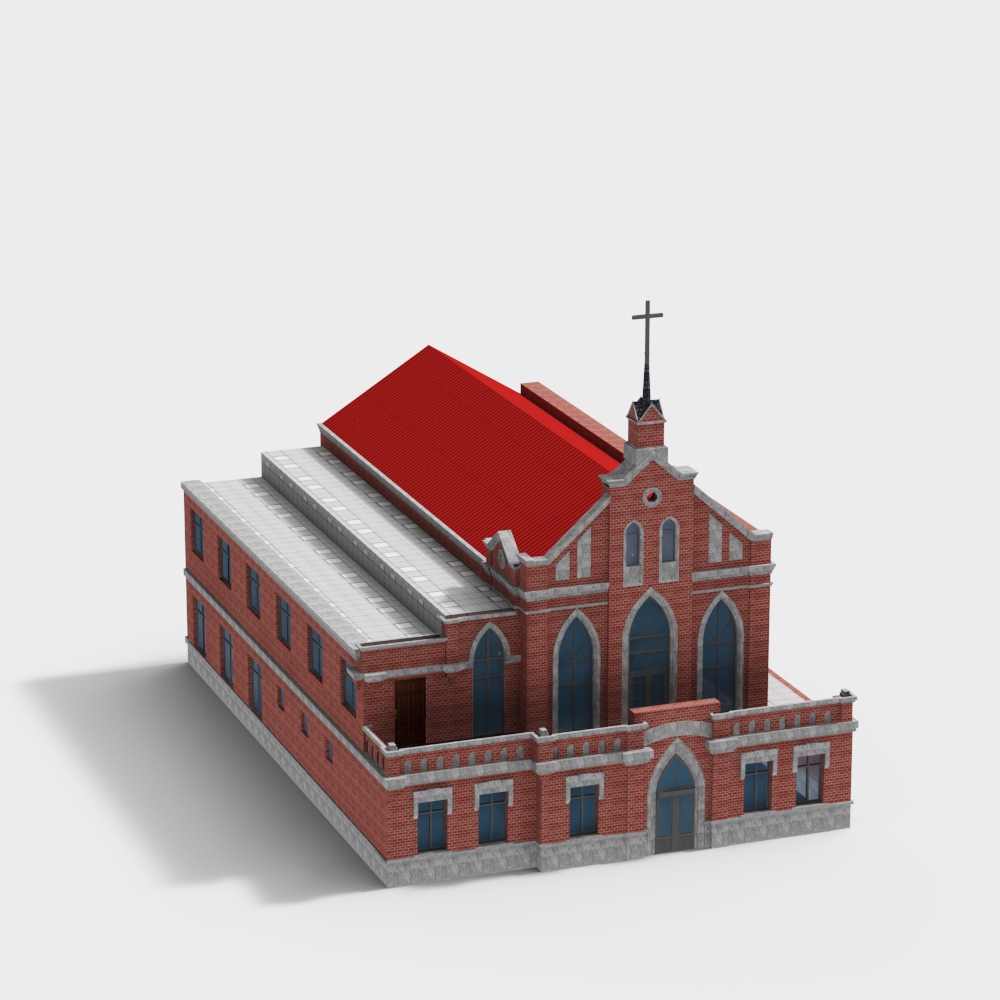 Historic Church 3D model with Low-Poly Design