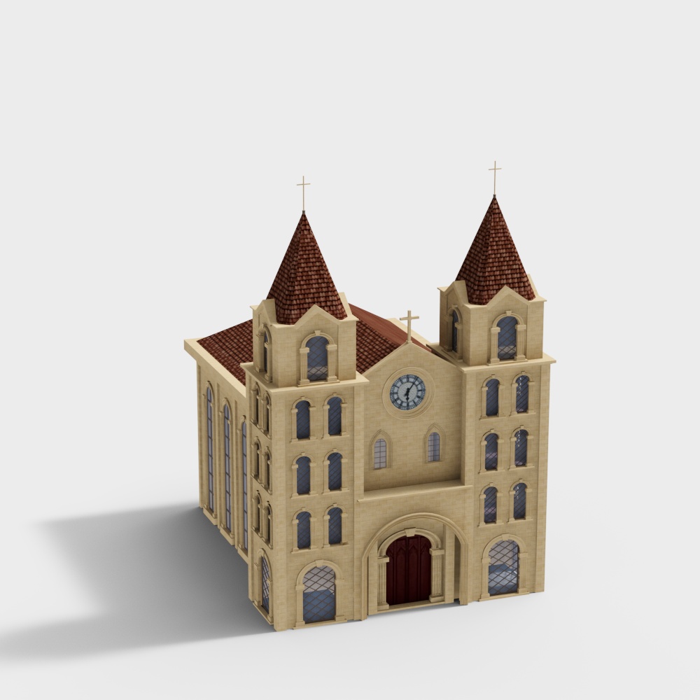 Historical Low-Poly Church 3D Model