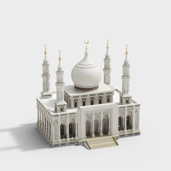 Elegant Low-Poly Mosque 3D Model
