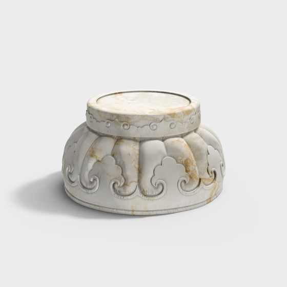 Cloud Pattern Round Stool 3D model