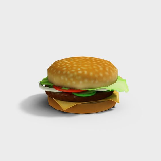 Vibrant 3D Hamburger Model for Creative Projects