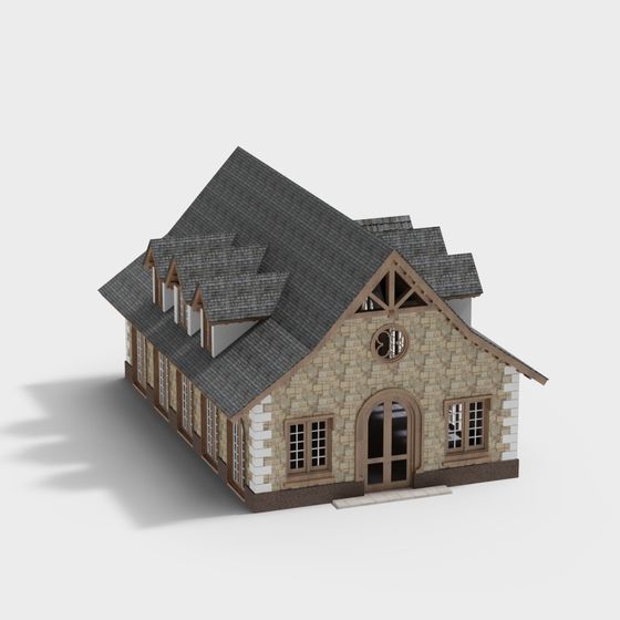 Charming Low-Poly Country House 3D model