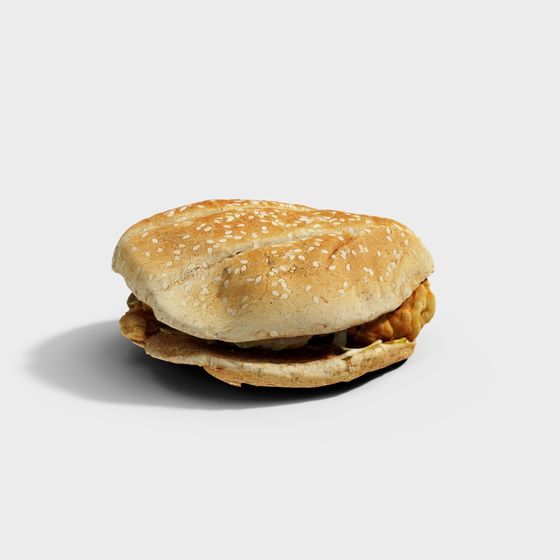 Realistic Low-Polygon Hamburger 3D model