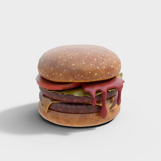 Delicious Low-Poly Hamburger 3D model