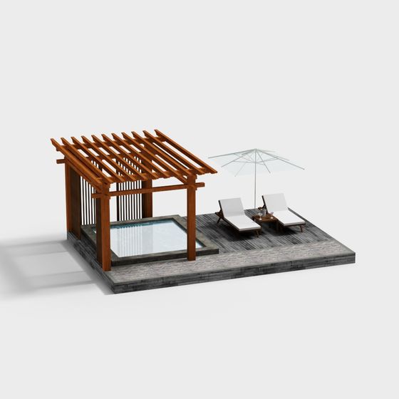 Modern Pergola and Pool Retreat 3D model