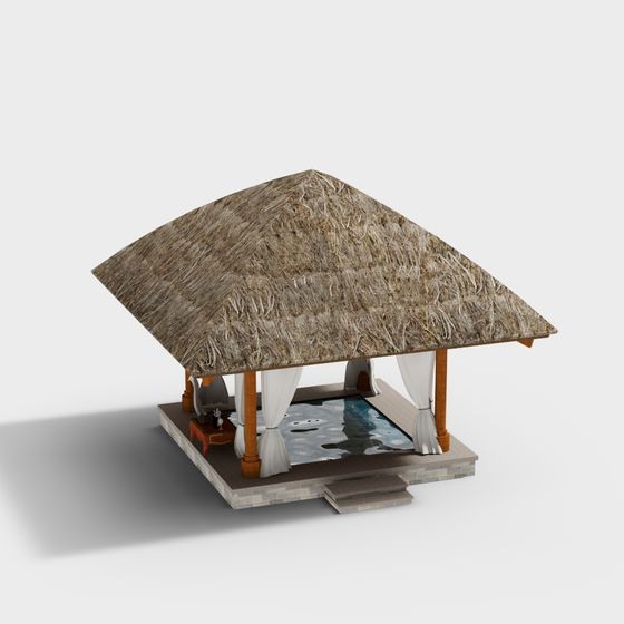Tropical-Themed Low-Poly House 3D model