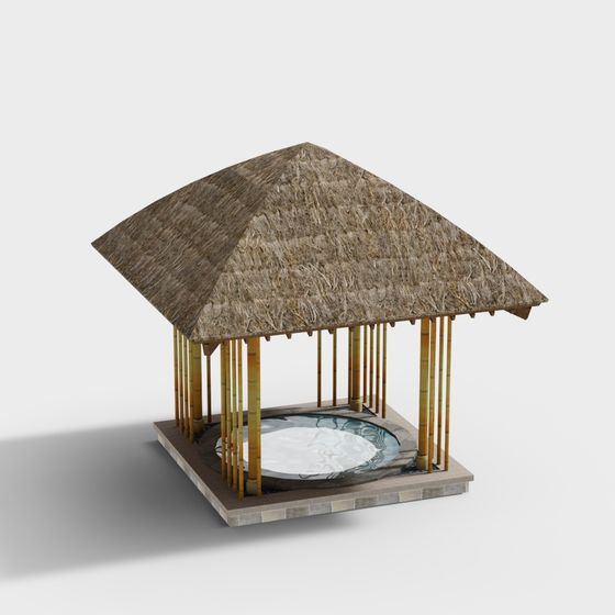 Exotic Thatched Roof House 3D Model