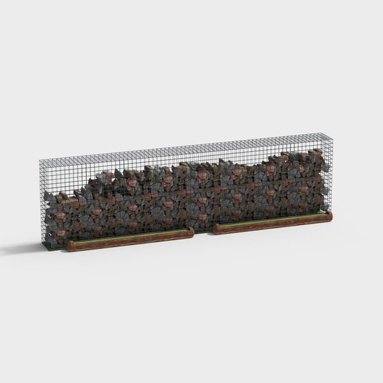 Low-Poly Stone Wall Fence 3D model