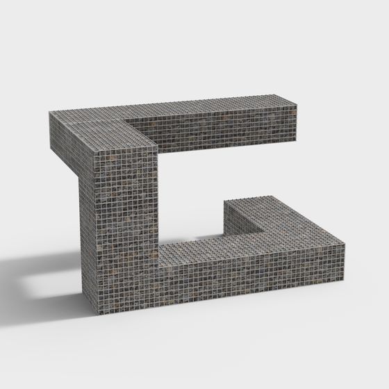 Unique Concrete T-Shape Structure 3D Model