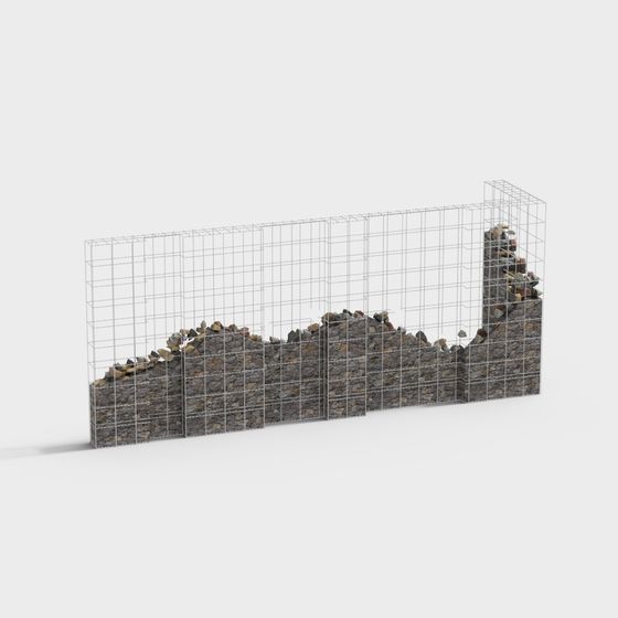 Elegant Stone and Metal Retaining Wall 3D model