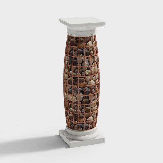 Unique Stone Cage Column 3D model for Modern Design