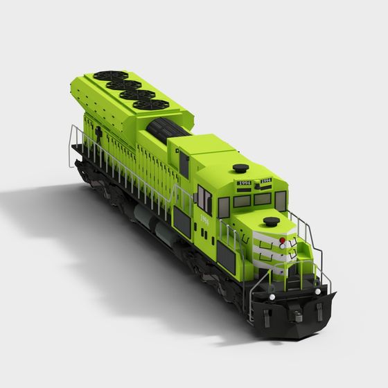 Vibrant Green Freight Train 3D model
