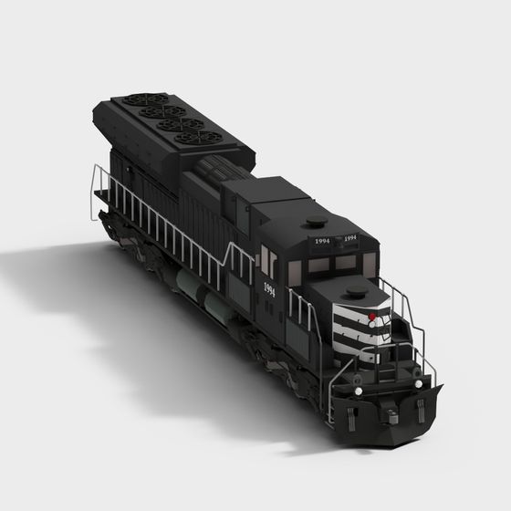 Low-Poly Industrial Aesthetic Train 3D model