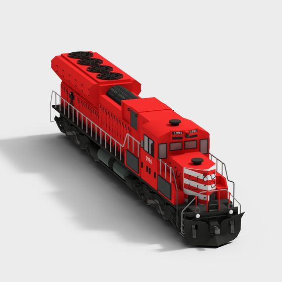 Industrial Aesthetic Low Polygon Train 3D model