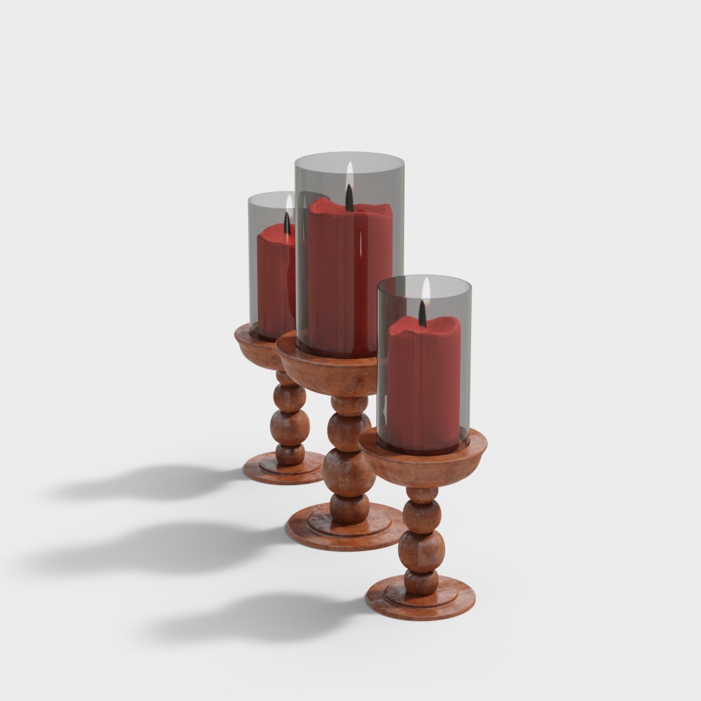 Charming Candle Holder Set 3D Model – Low-Poly Candle Decor