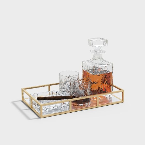 Elegant Wine Set 3D Model for Modern Aesthetics