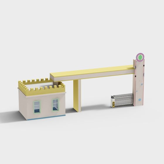 Modern Low Poly 3D Door Model