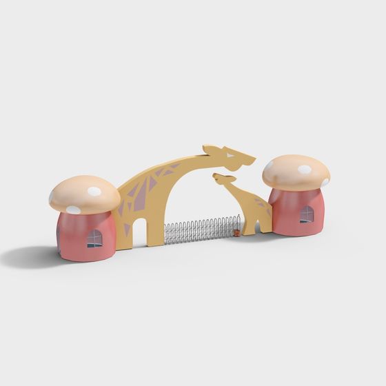 Mushroom Houses & Giraffe 3D model for Creative Projects
