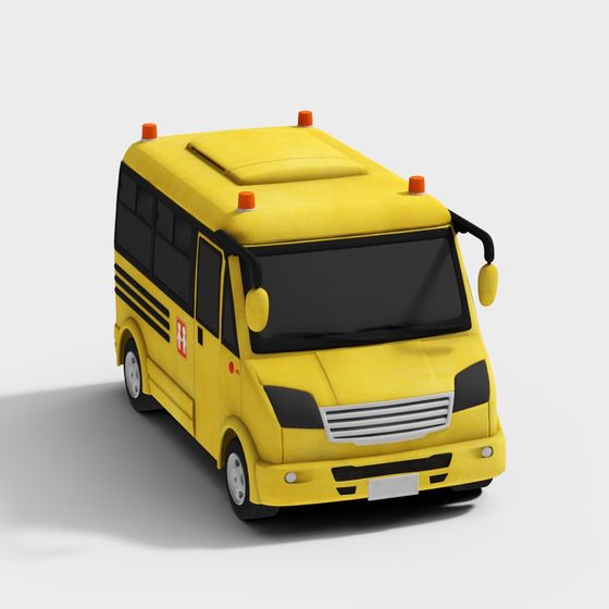 Vibrant Low-Poly School Bus 3D model