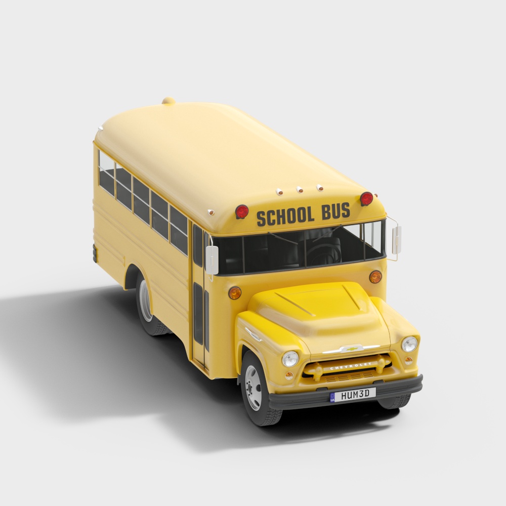 Vintage School Bus 3D Model