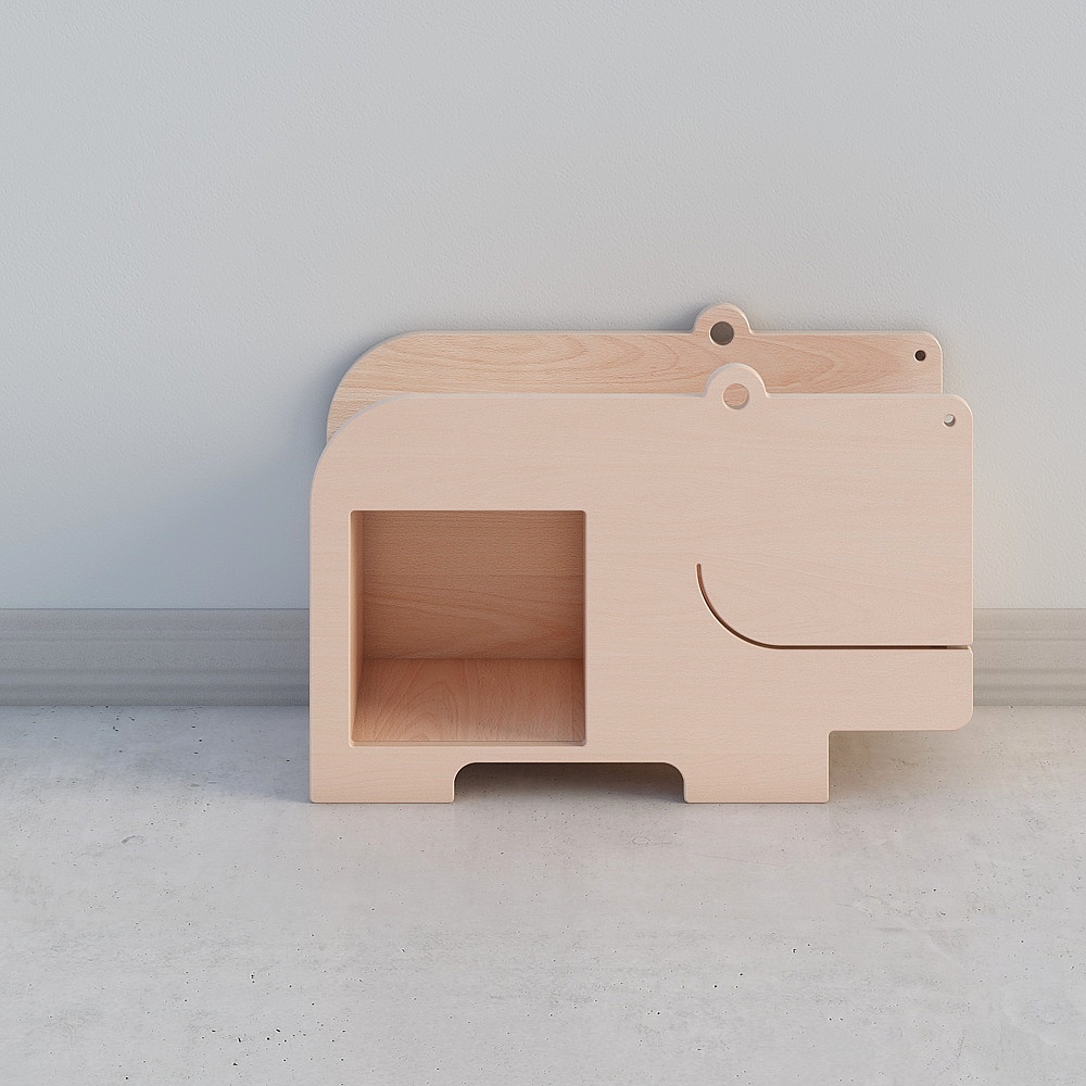 Wooden Elephant Storage Cabinet 3D model