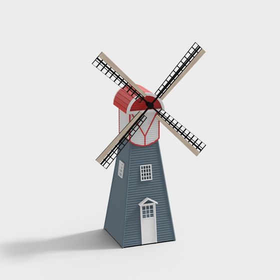 Charming Low-Polygon Windmill 3D model
