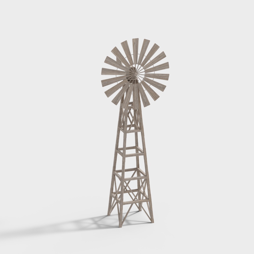 Charming Low-Polygon Windmill 3D Model