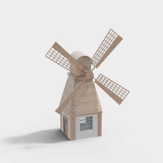 Charming Low-Poly Windmill 3D model