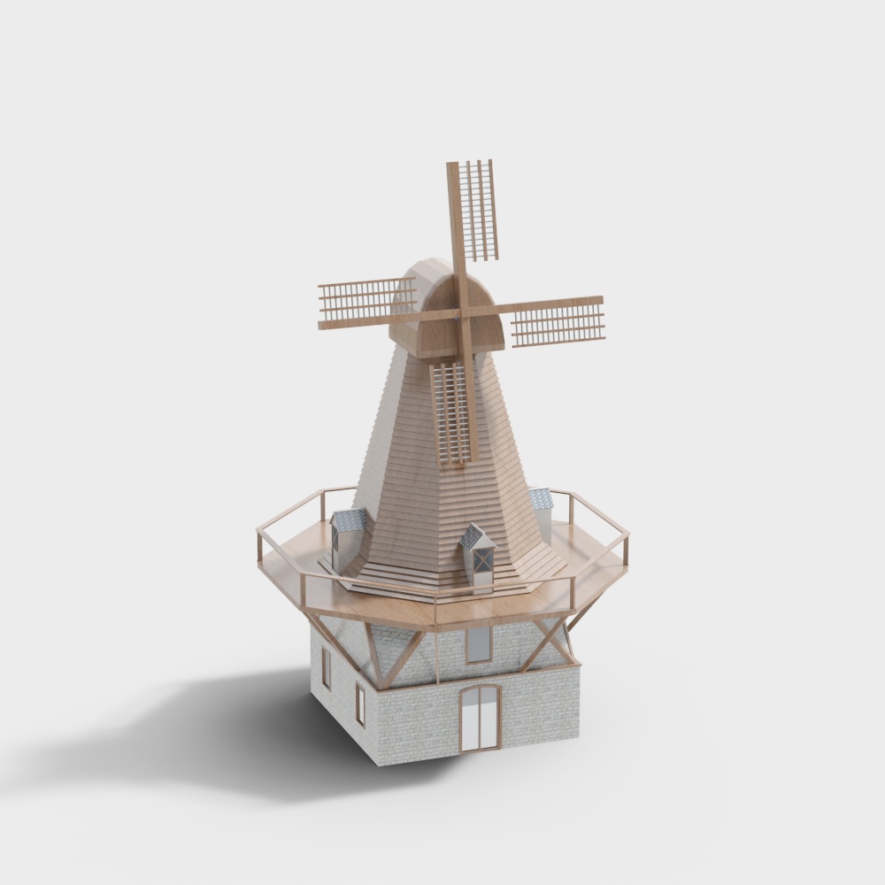 Charming Windmill 3D Model with Historic Flair
