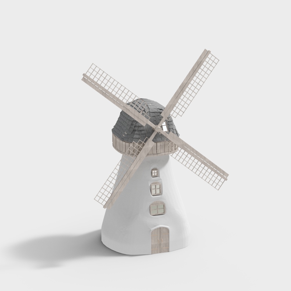 Charming Low-Polygon Windmill 3D Model