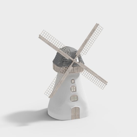 Charming Low-Polygon Windmill 3D Model