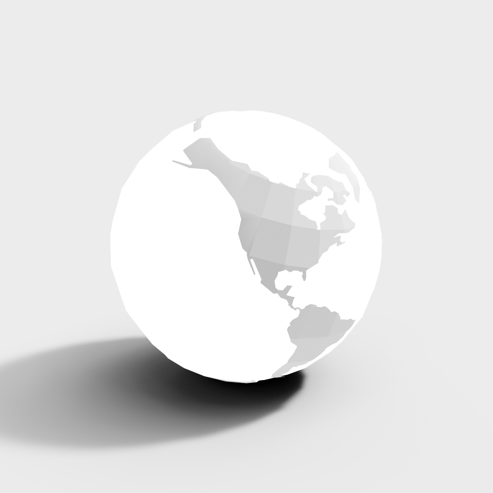 Low Polygon Earth Globe 3D Model – Soft Gray Design