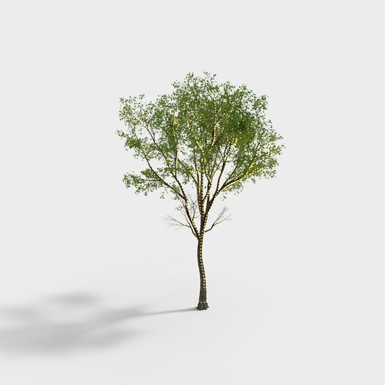 Lively 3D Model Tree with Warm Lights