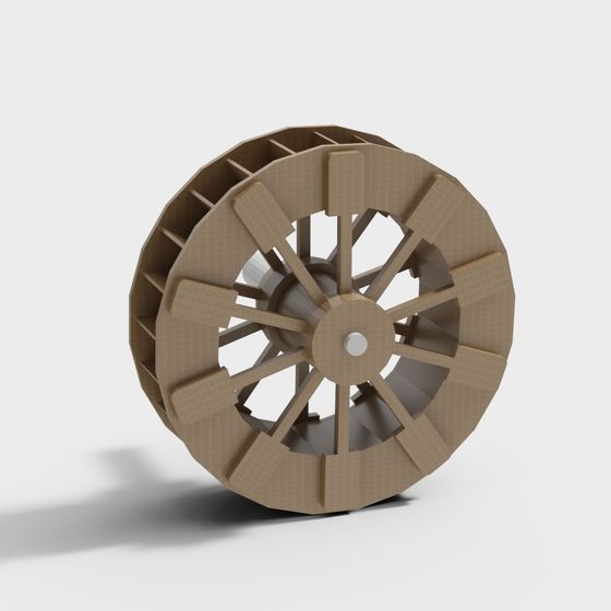 Vintage Wooden Wheel 3D model