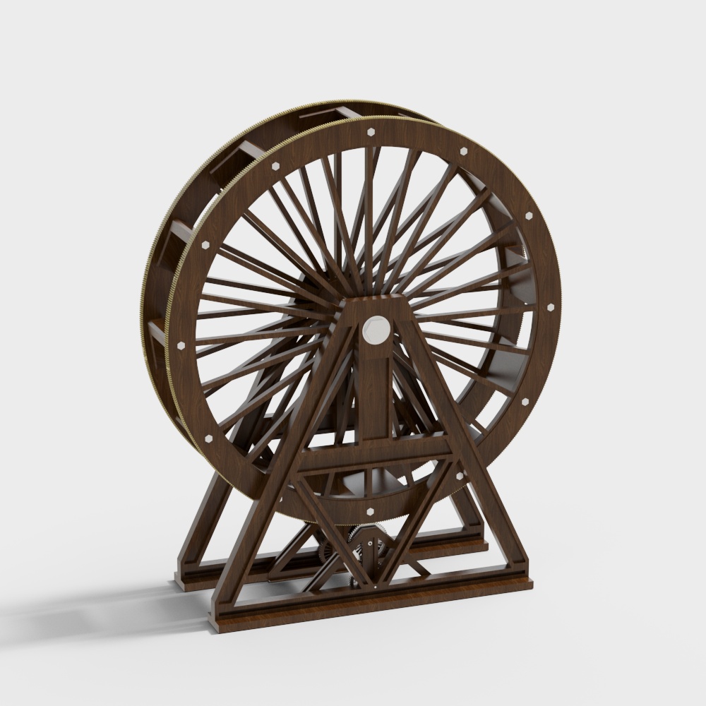 Wooden Flywheel 3D model - Low Poly Design
