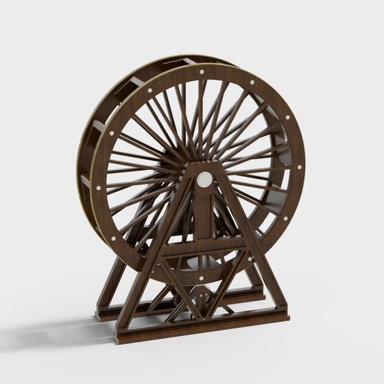 Wooden Flywheel 3D model - Low Poly Design