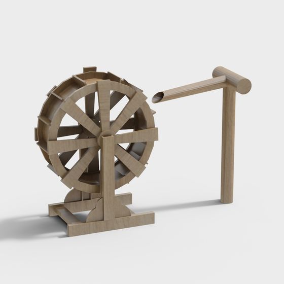 Rustic Water Wheel 3D model