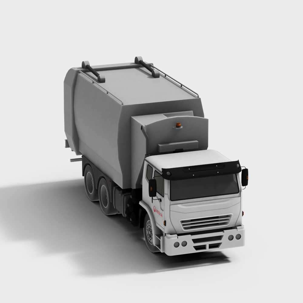 Realistic Low-Poly Garbage Truck 3D model