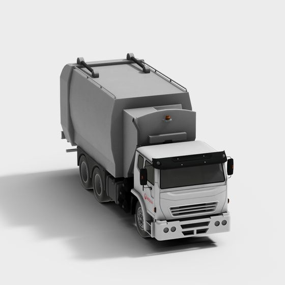 Realistic Low-Poly Garbage Truck 3D model