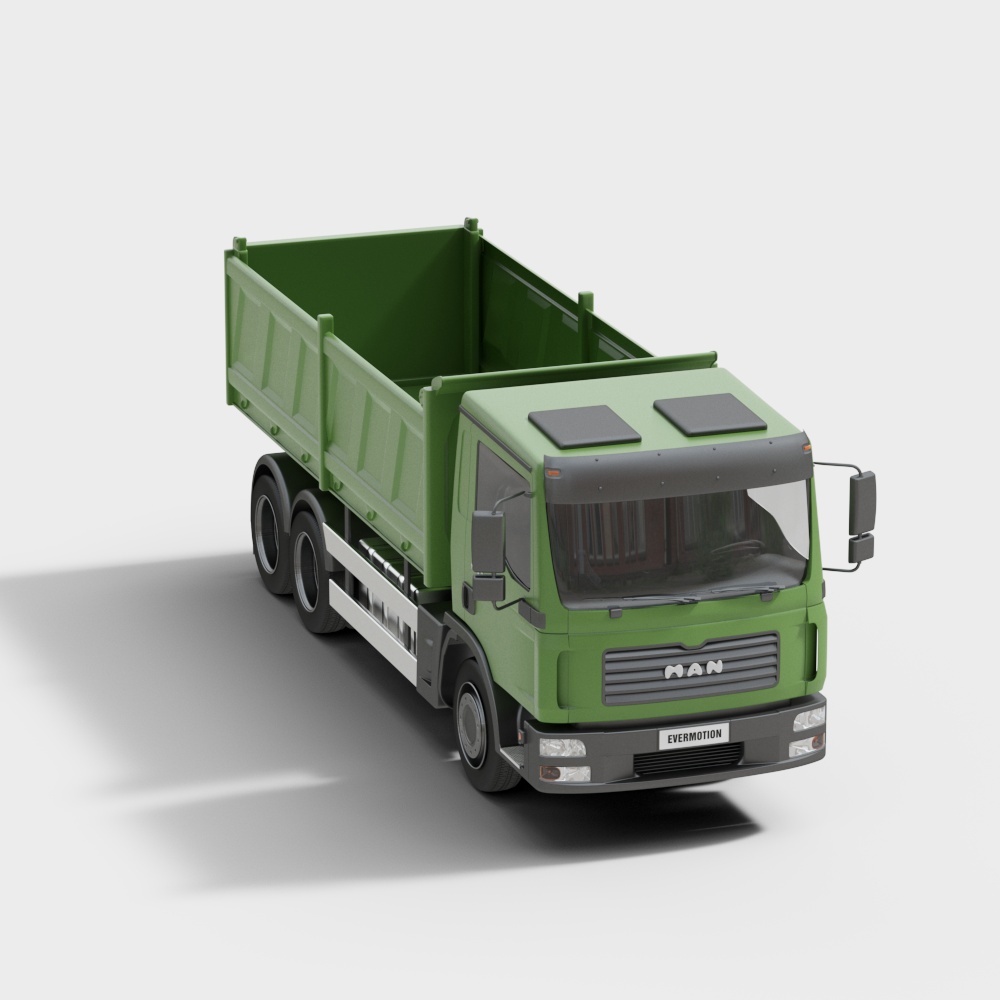 MAN TGA Tipper Truck 3D Model – Industrial Green