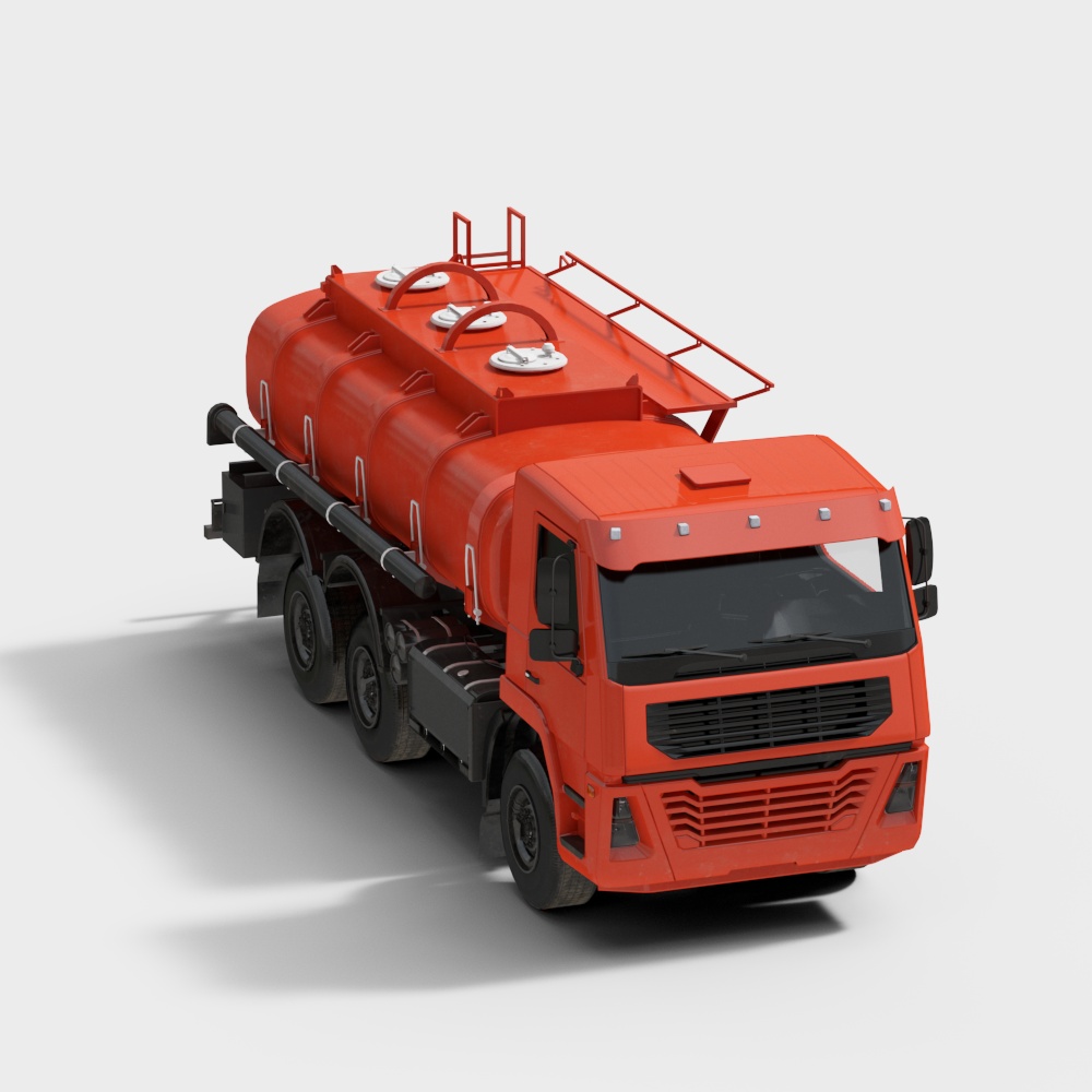 Realistic Red Fuel Tanker Truck 3D model
