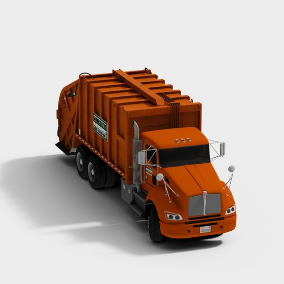 Realistic Orange Garbage Truck 3D model for Creative Projects