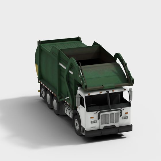 Vibrant Low-Poly Garbage Truck 3D model