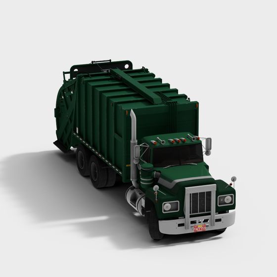 Realistic Low-Poly Garbage Truck 3D Model