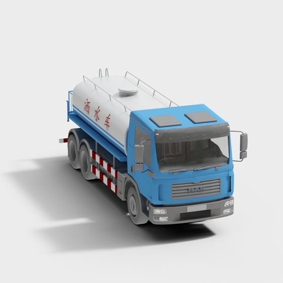 Low Poly Watering Truck 3D model