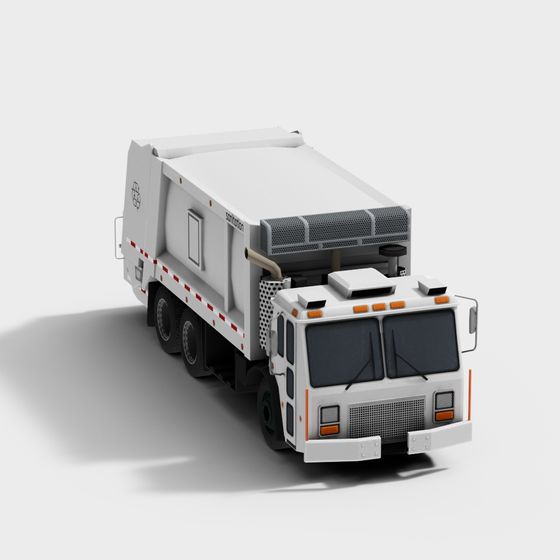 Modern Low-Poly Garbage Truck 3D model