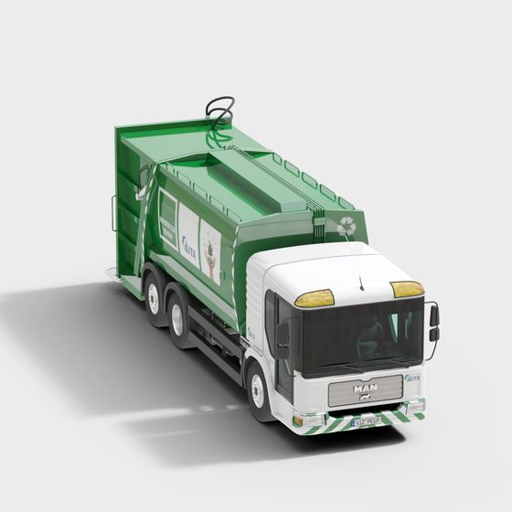 Modern Low-Poly Garbage Truck 3D model
