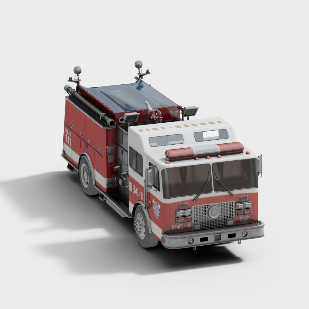 Vibrant 3D Fire Truck Model for Emergency Scenarios