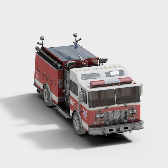 Vibrant 3D Fire Truck Model for Emergency Scenarios