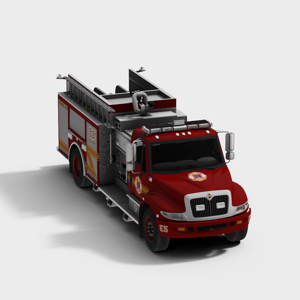 Realistic 3D Fire Truck Model for Creative Projects